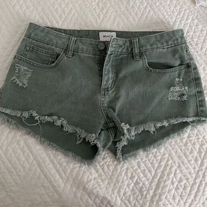 RVCA army green denim shorts